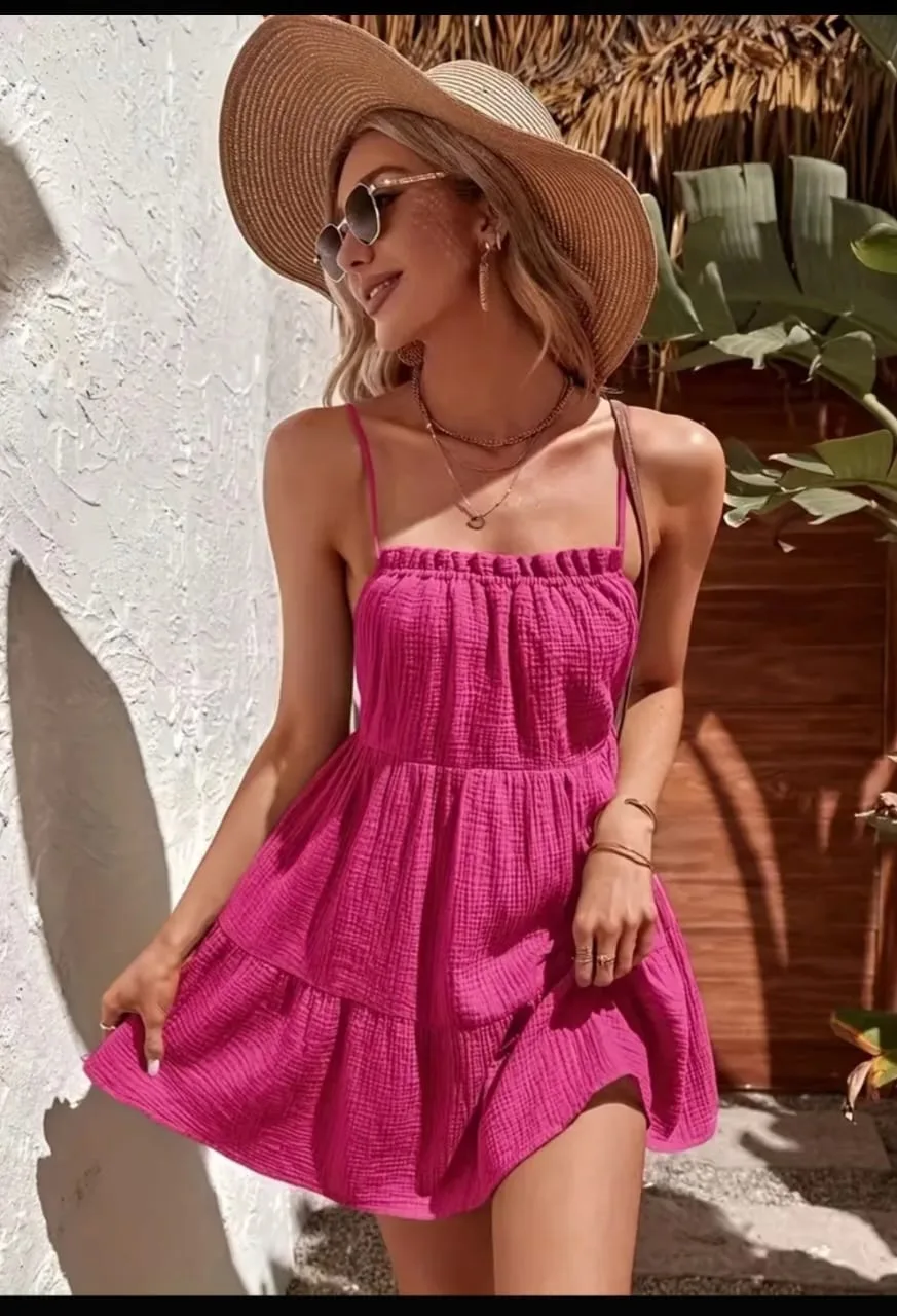 Vestido Boho Magenta – Talla M y L en magenta