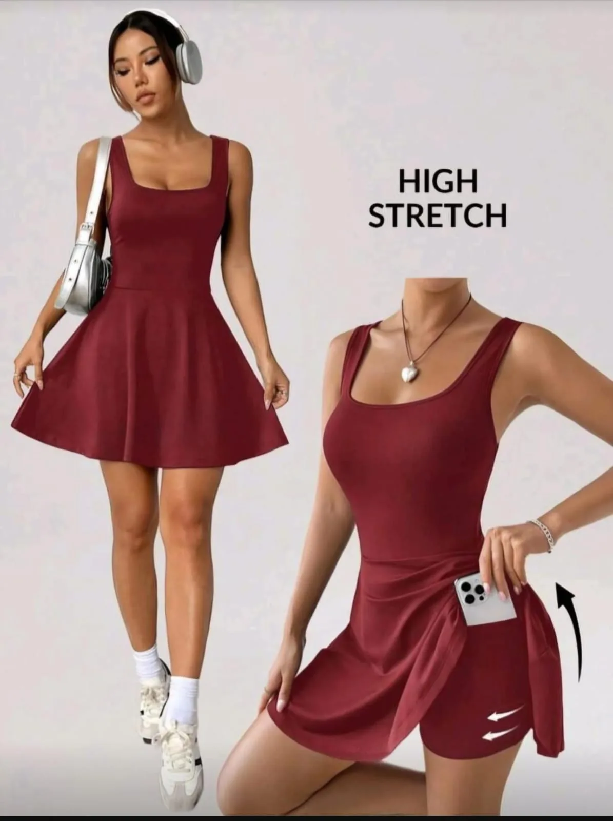 Vestido Sport Borgoña en burdeos
